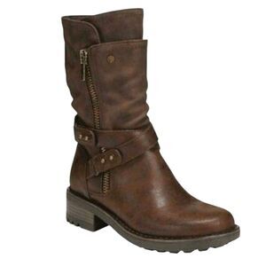 CARLOS BY CARLOS SANTANA Sawyer Brown Leather Mid Calf Boot Size 5.5